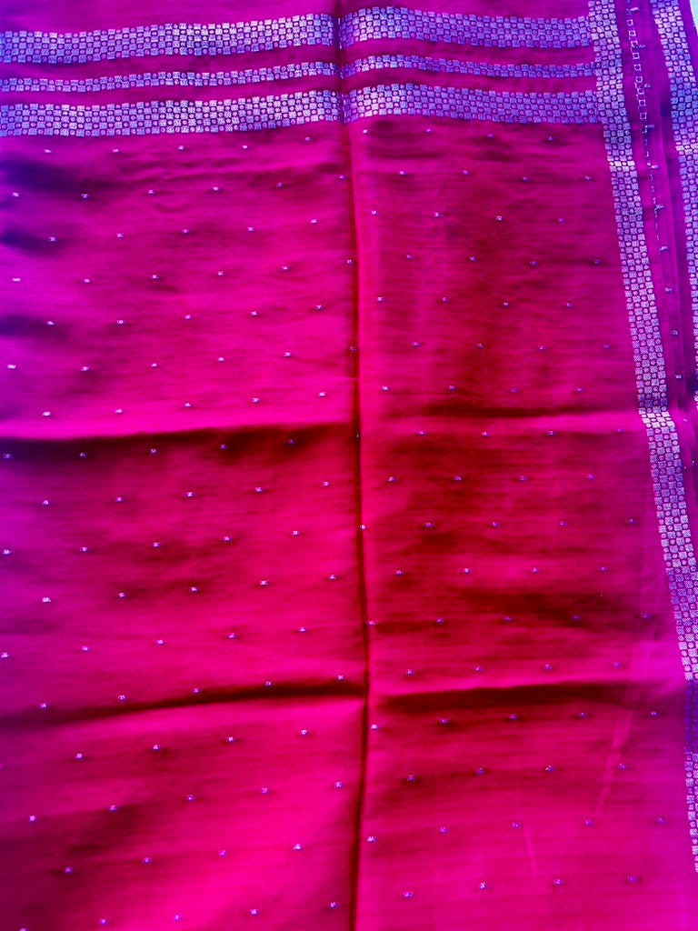 Pink Handloom Tussar silk sare