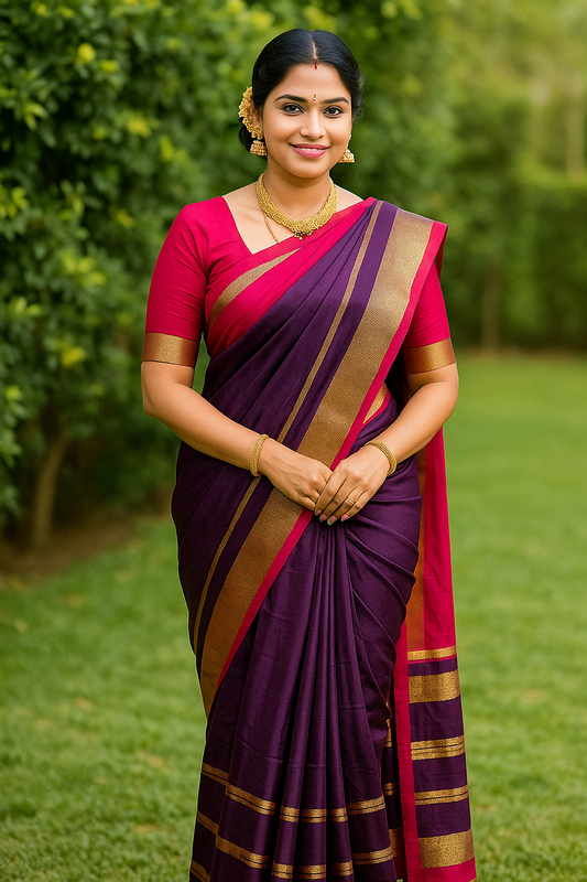 Purple Semi Silk Saree