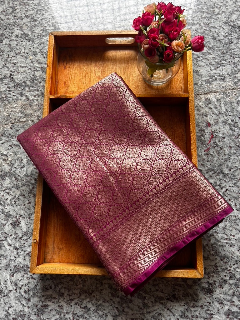 Wine Brocade Sare