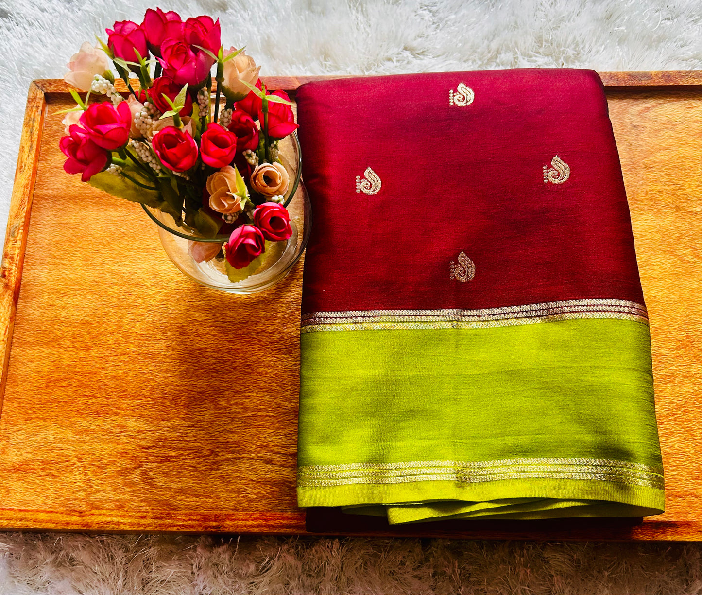 Maroon Green Gajji Silk Sare