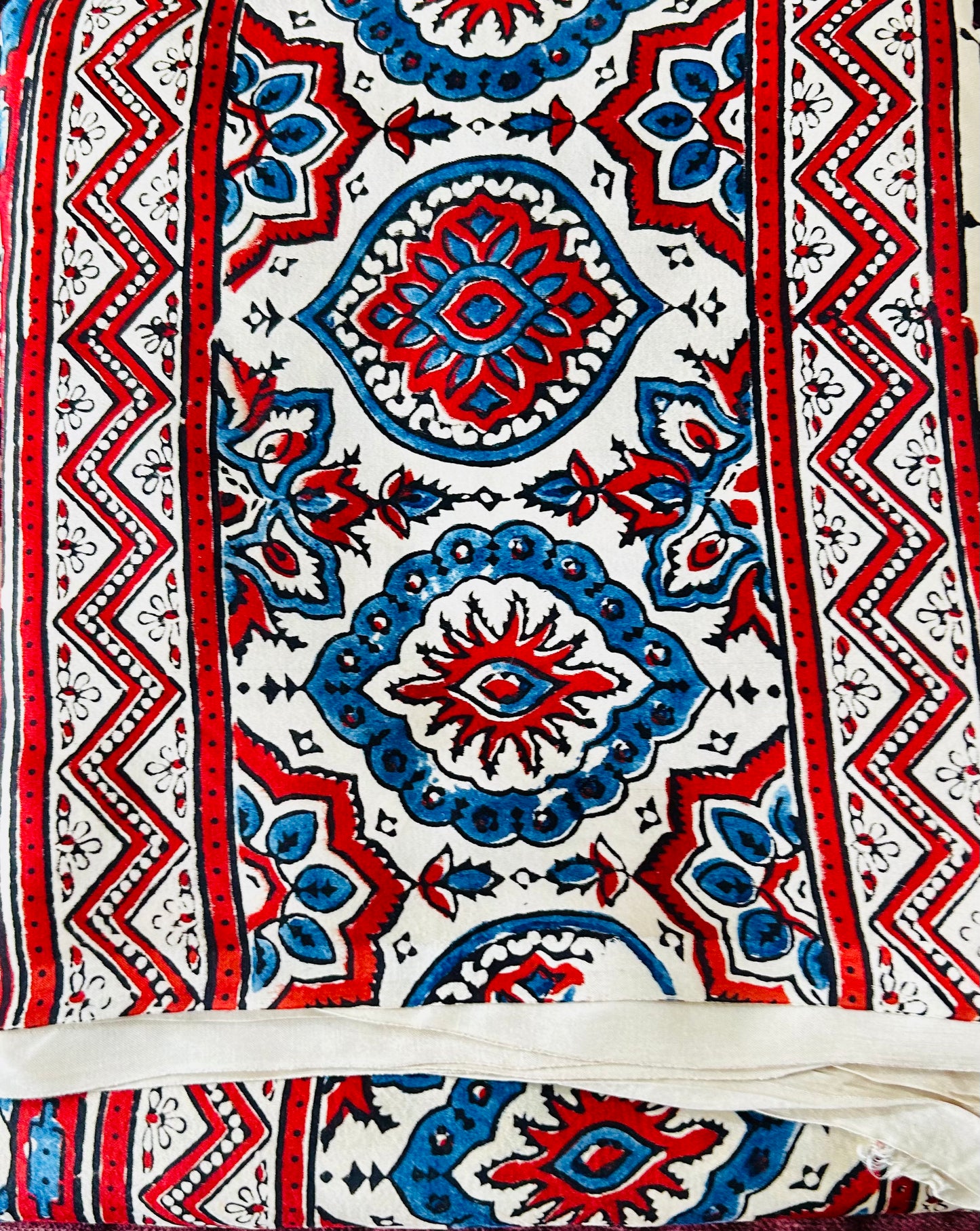beige modal silk ajrak print saree