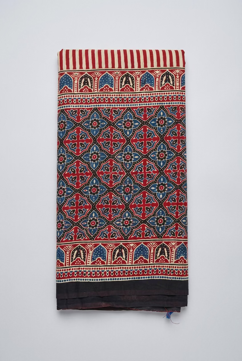 Beige and red stripe Modal Silk Saree