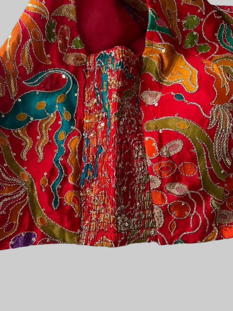 Red Crape Position Print Blouse