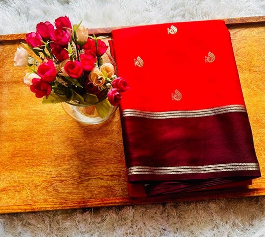 Orange and BrownGajji Silk Sare