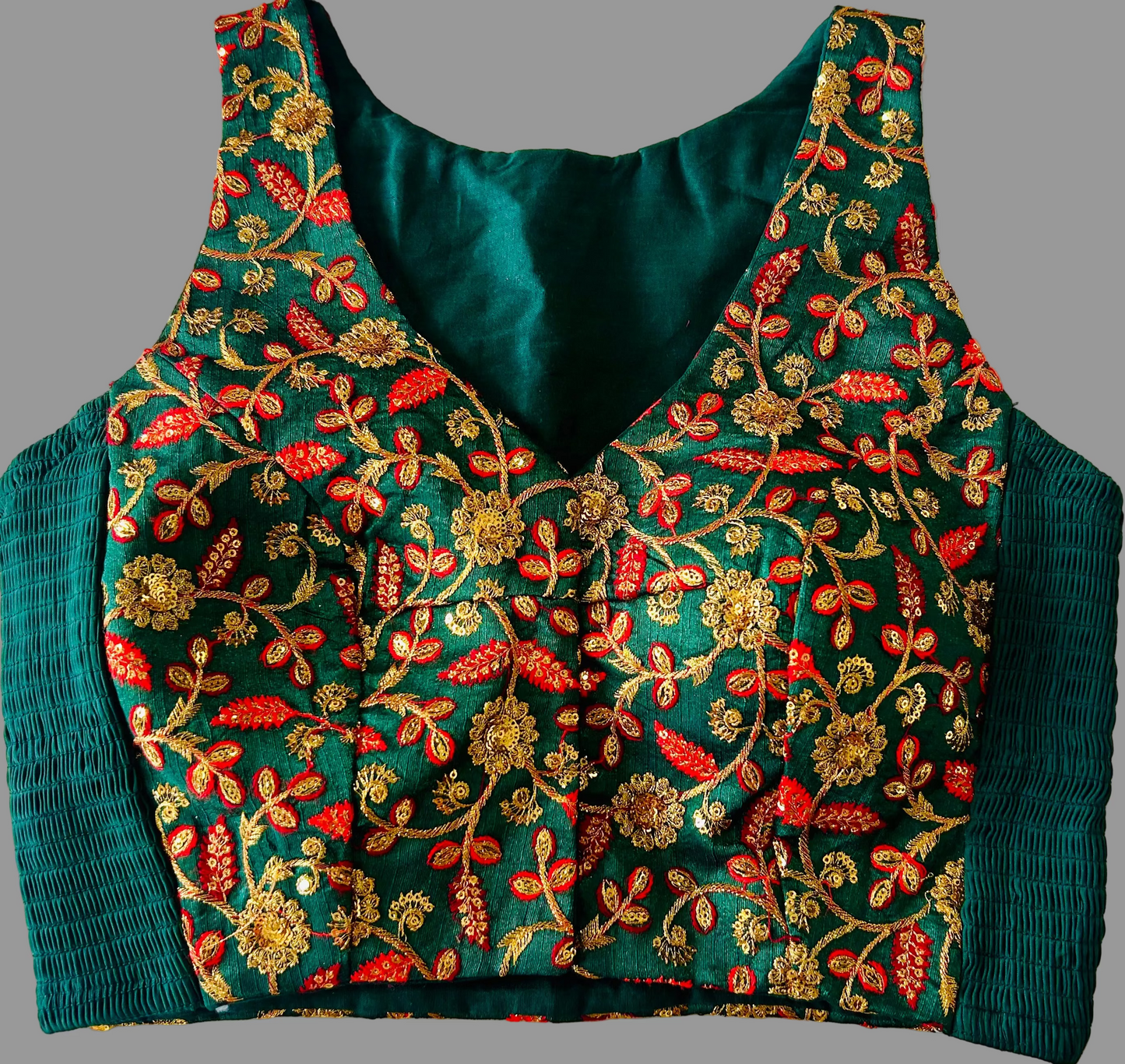 Green side elastic blouse