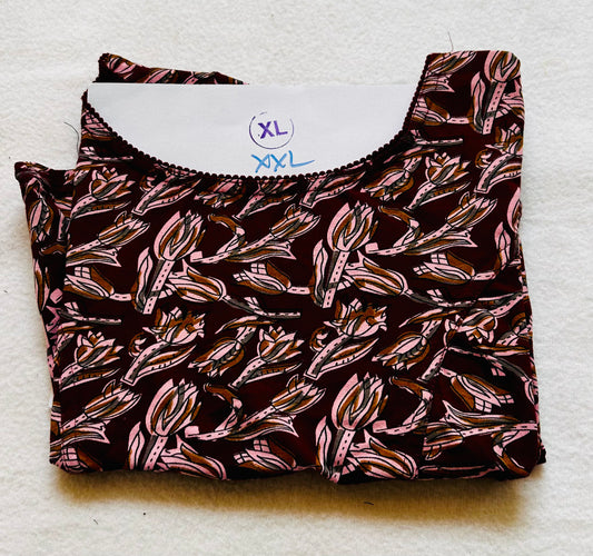 Maroon leaf Kalamkari print Stretchable blouse