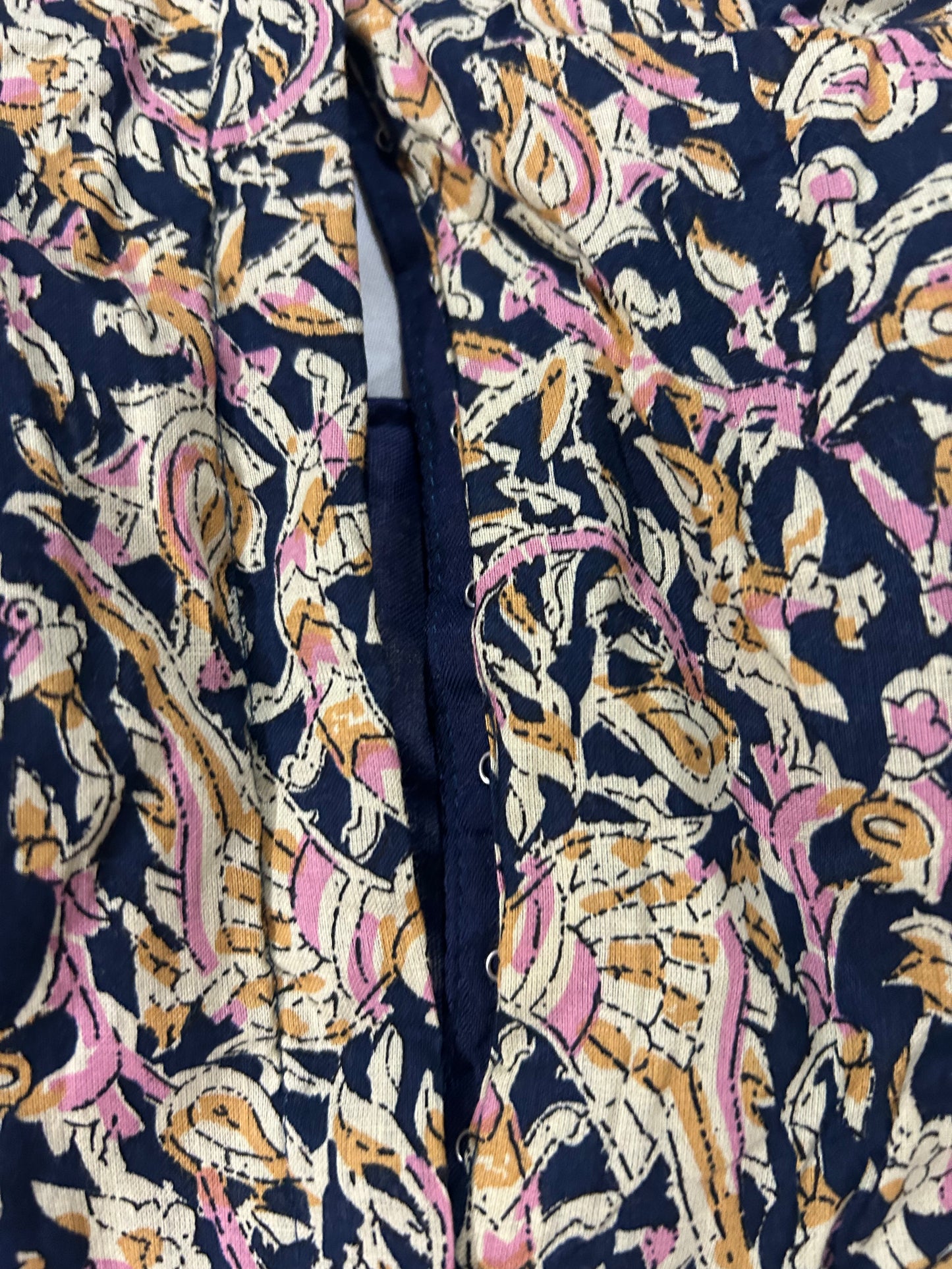 Beige Cotton Kalmkari Side Elastic Blouse