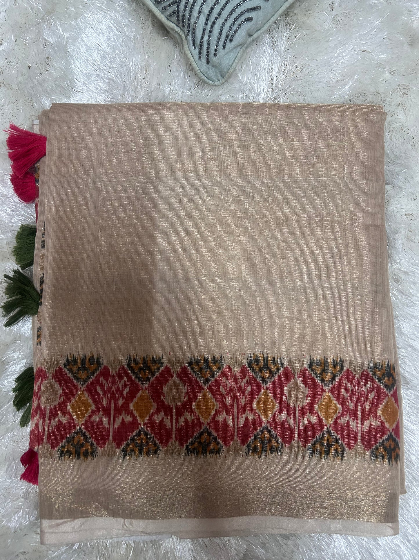 BEIGE ELEPHANT PRINT SAREE