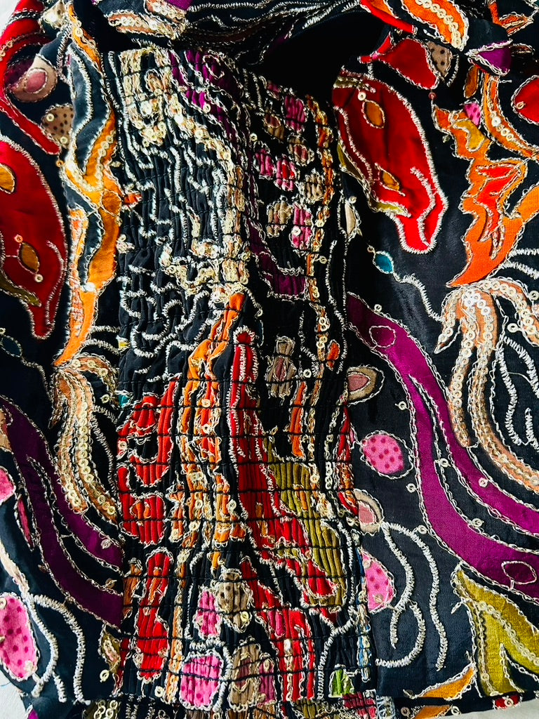 Black Crape Position Print Blouse