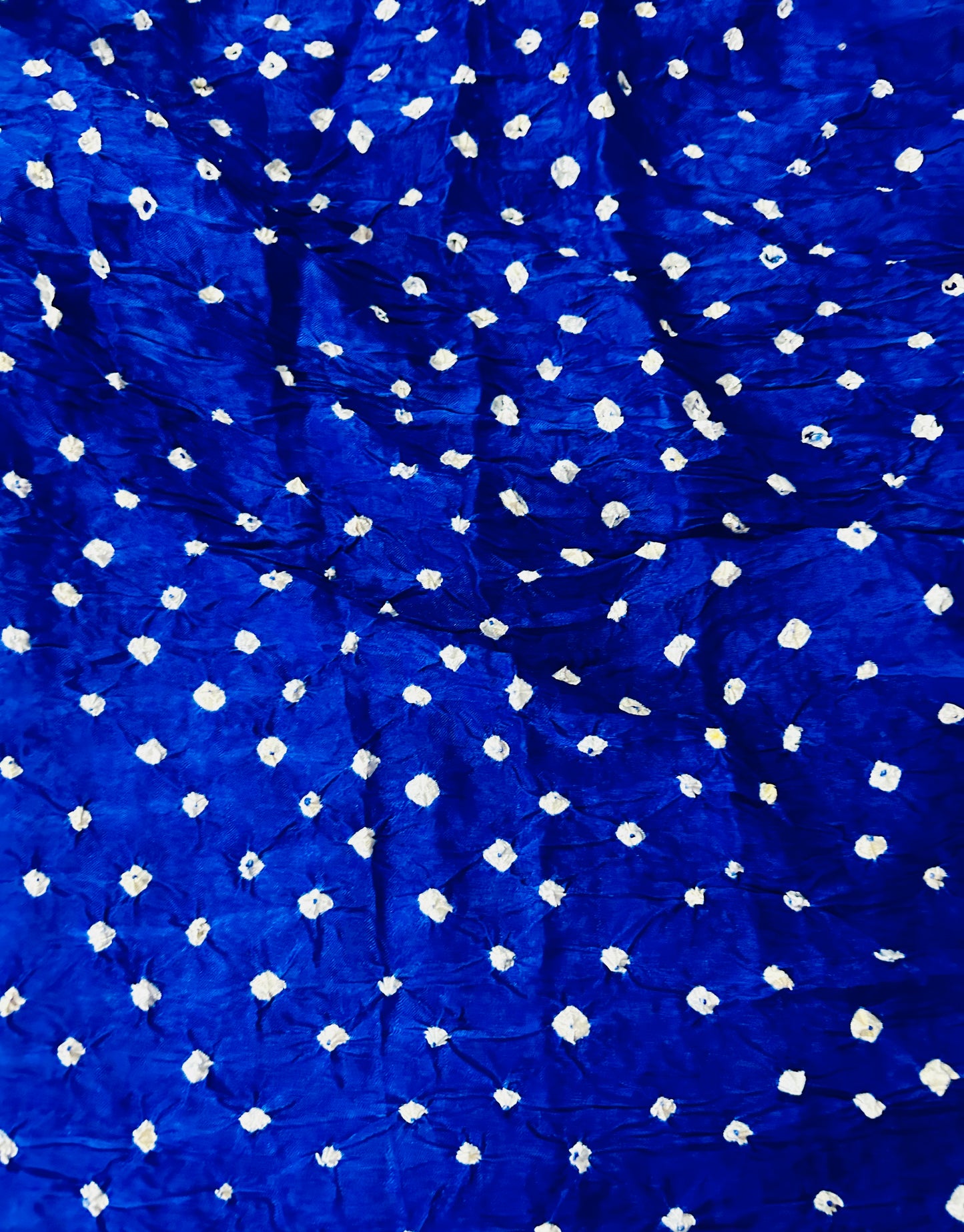 Blue Bandhej Saree with Golden Tissue Multi colour Pallu