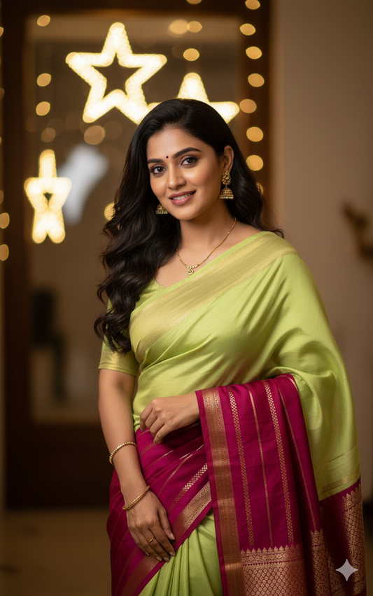 PISTA GREEN SILK SAREE