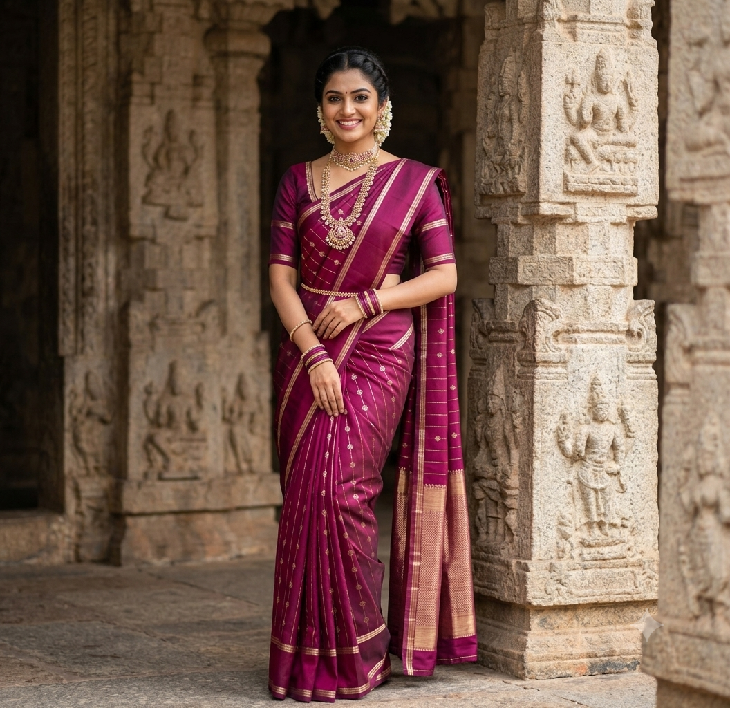Dark Wine Monotone Gajji Silk Sare