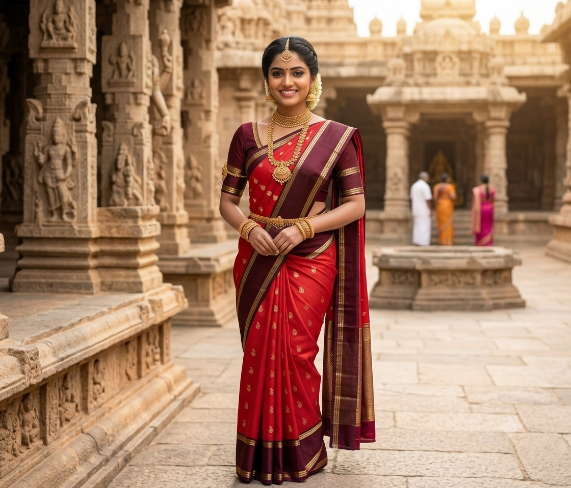 Maroon Green Gajji Silk Sare