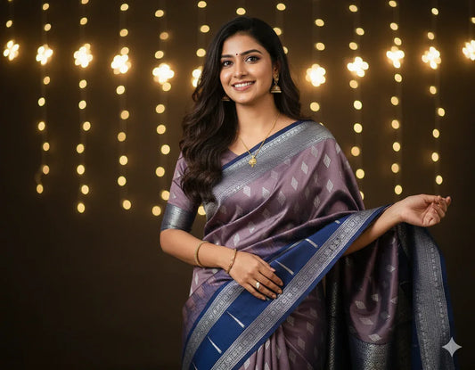 Pastel colour soft silk saree - praasam