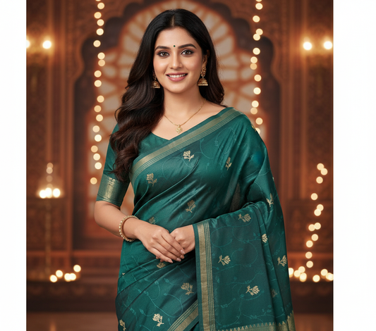 Softt Silk Green embossed saree