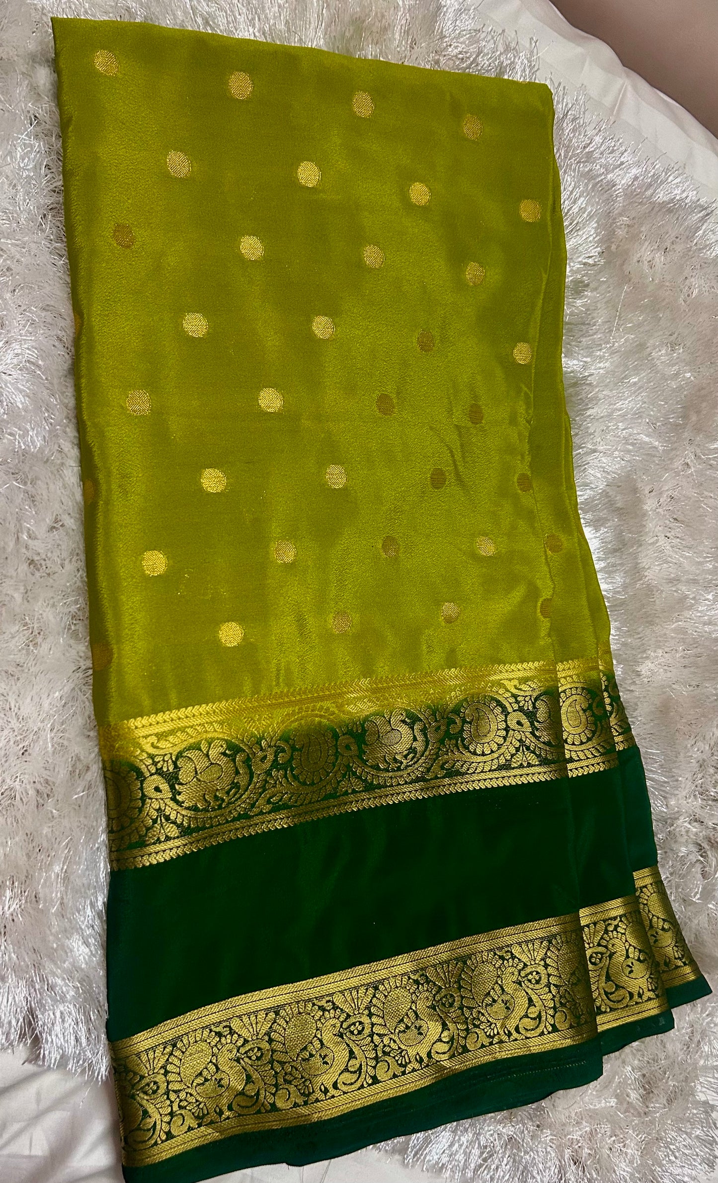 GREEN BUTTA SEMI SILK SAREE