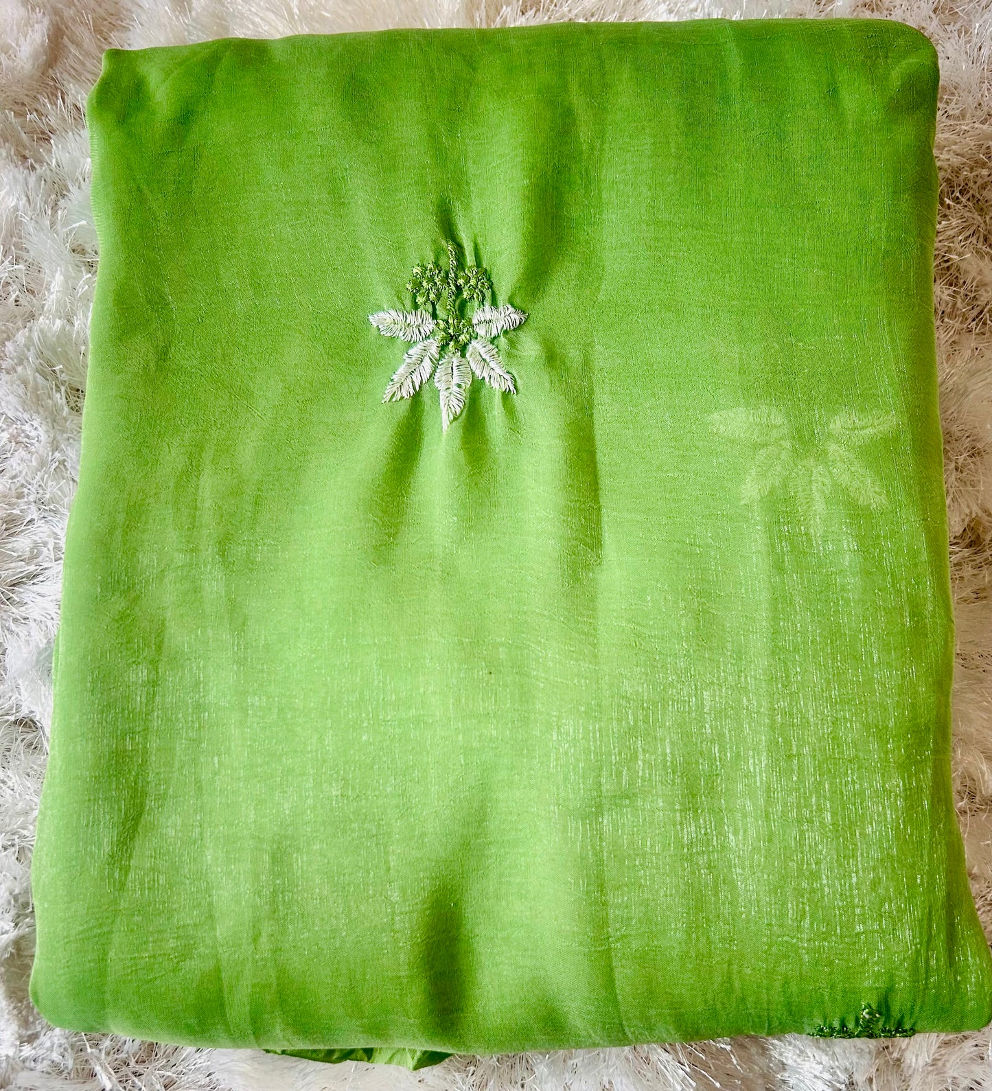 Green embroidered light weight Saree