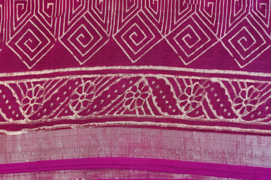 Black floral print handblock printed linen saree