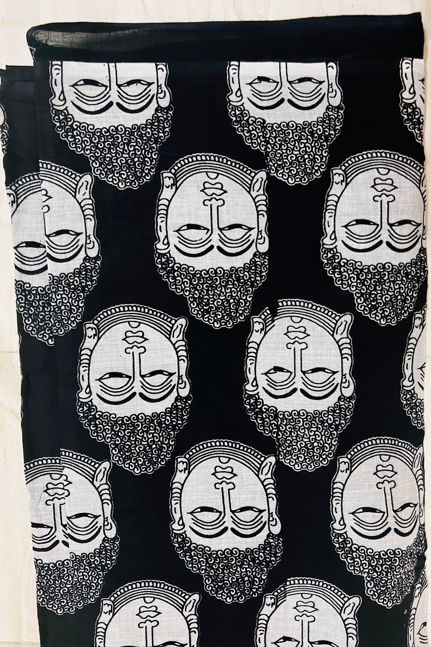 Black cotton half kalamakri printed saree