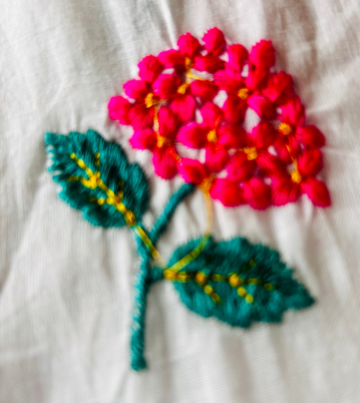 White mul cotton with red flower
