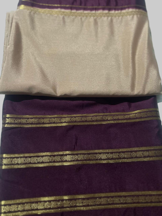 Beige and maroon semi silk saree