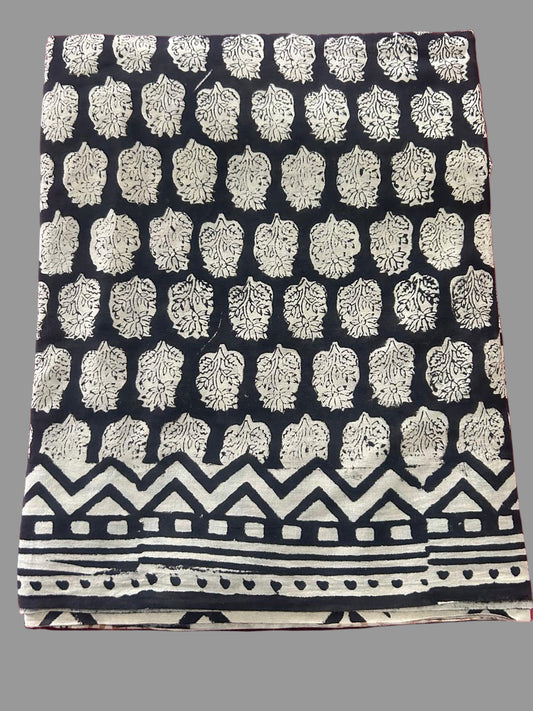Black ad beige mul cotton  Handloom saree