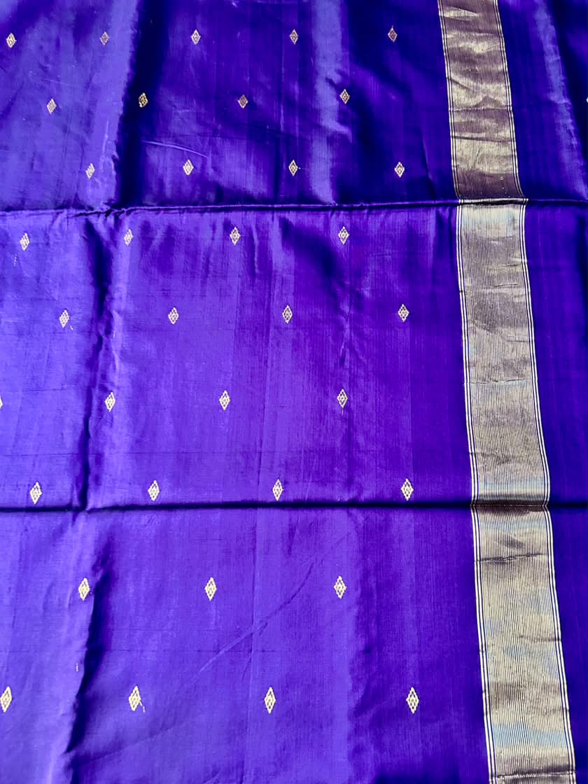 Blue Maheshwari Cotton Silk Handloom Saree