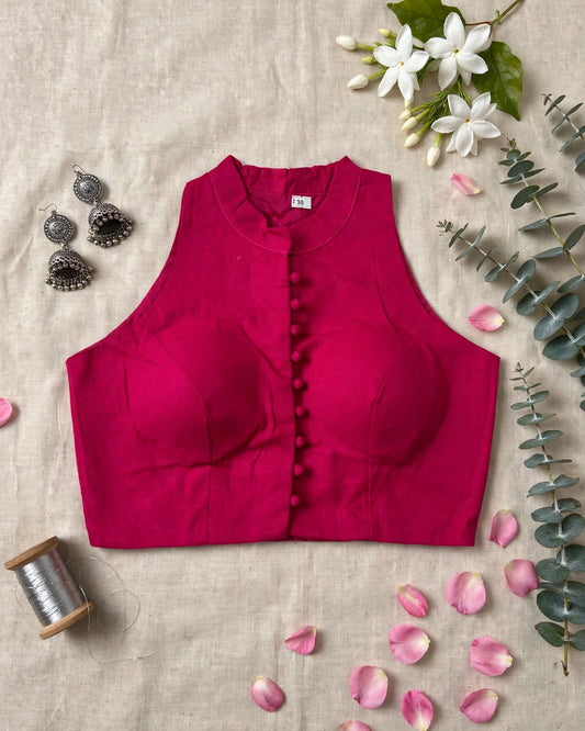 Cotton Plain Halterneck Blouse
