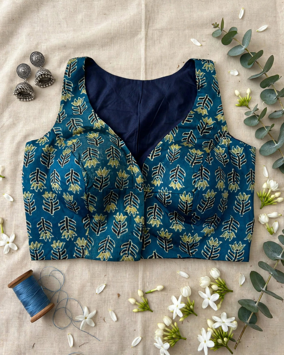 Blue Modal Silk Blouse