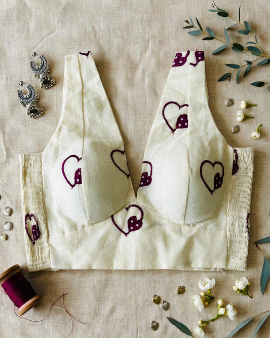Beige Cotton Sleeveless Side Elastic Blouse