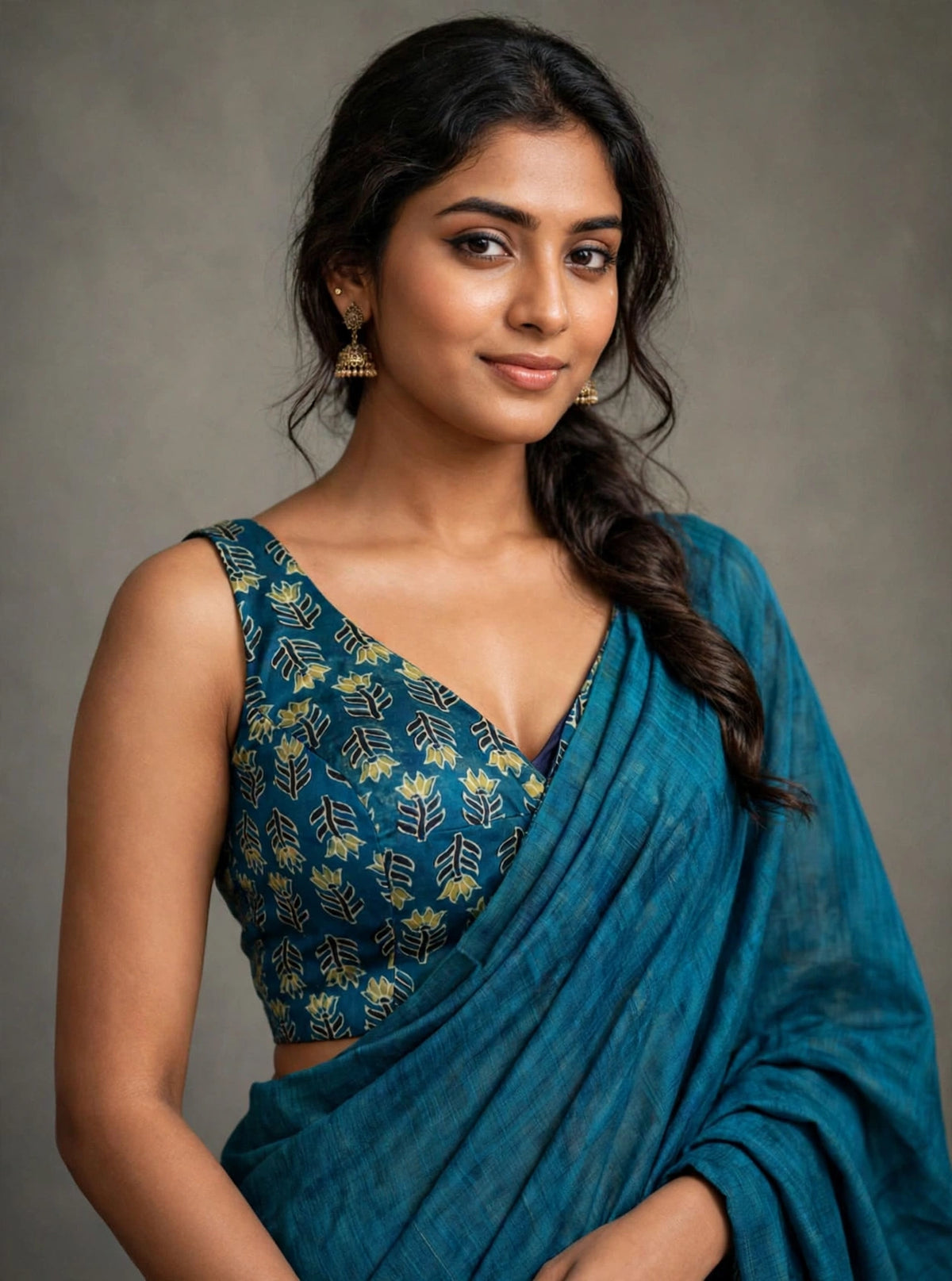 Blue Modal Silk Blouse