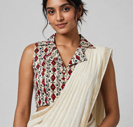 Beige Modal Silk Blouse with collar