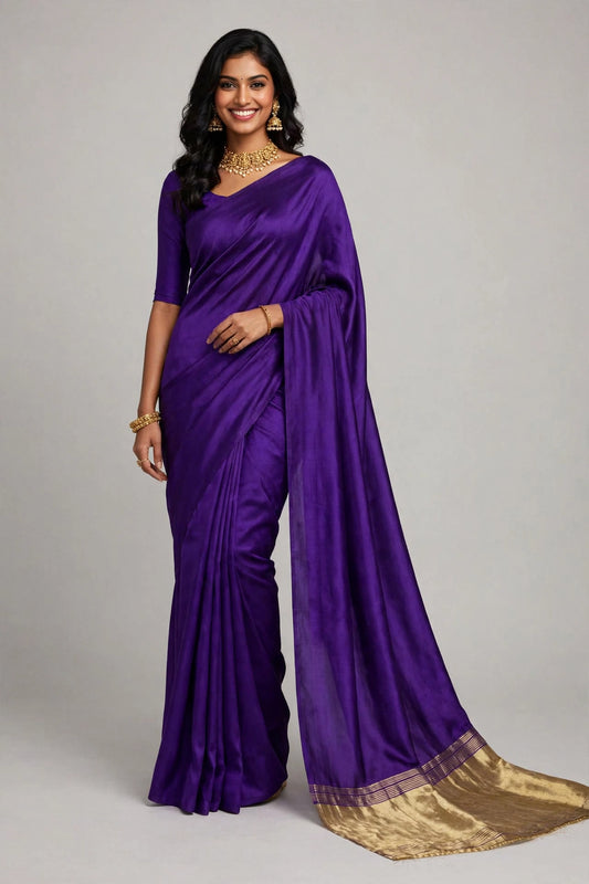 Blac Plain Modal Silk Saree