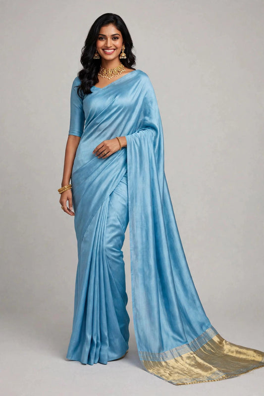 Sky Blue Plan Modal Silk Sare