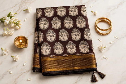 Kalamkari Coton silk Handloom Saree