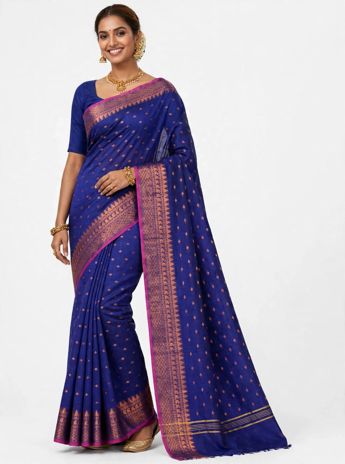 Blue Linen with Kanchi Border