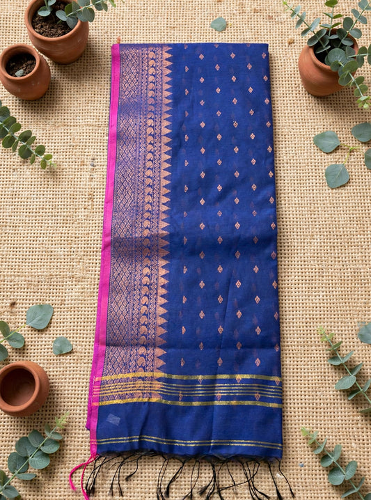 Blue Linen with Kanchi Border