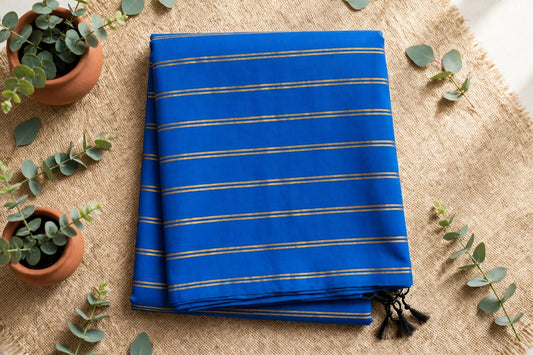Blue Mul Cotton Saree