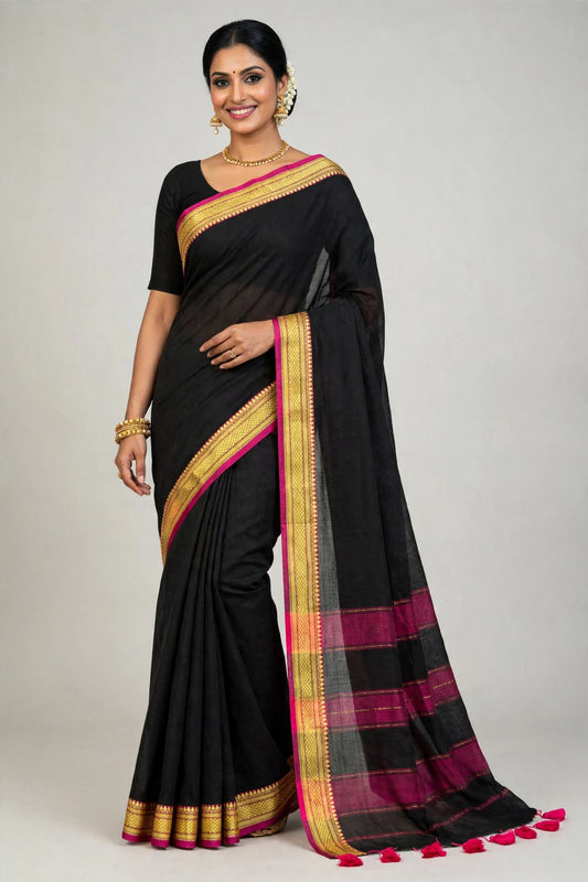 Black Mul Cotton Sare