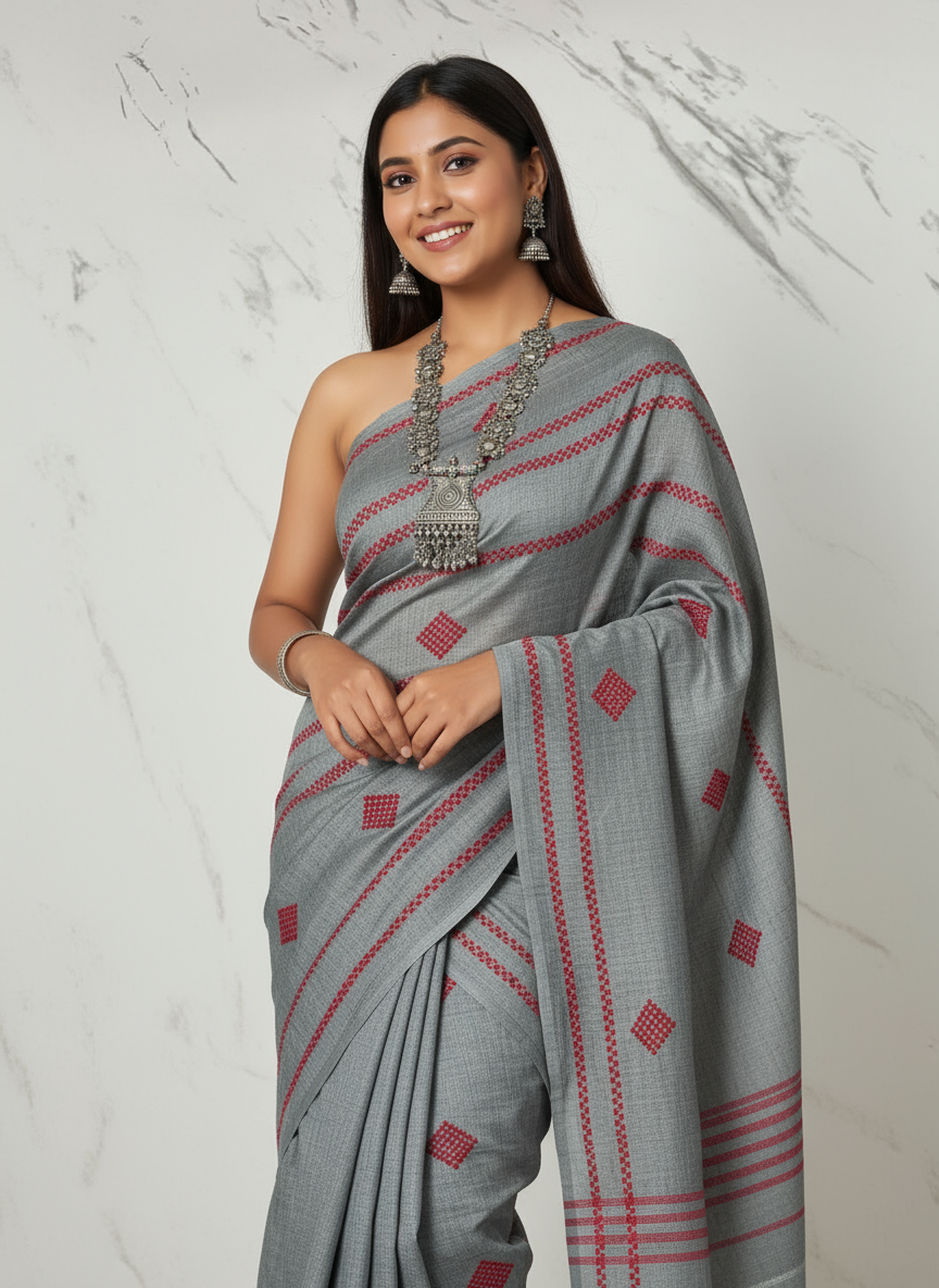 GREY HANDLOOM SAREE