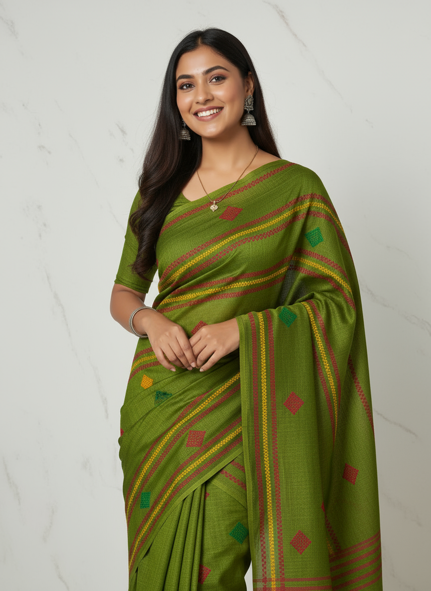 GREEN HANDLOOM SAREE