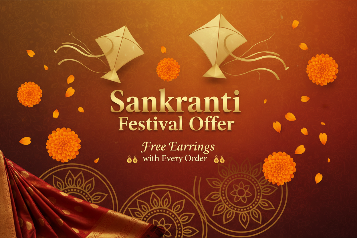 generate banner for Sankarnathi festival offer saying free earrinng with every order