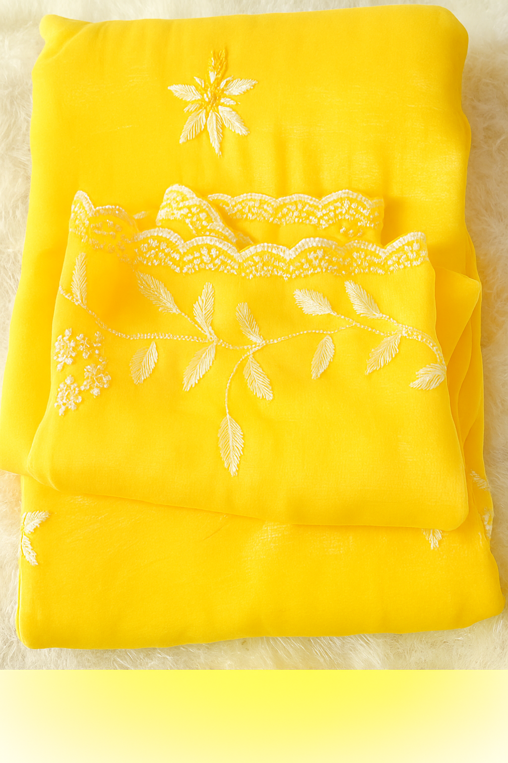 Enhanced Yellow Embroidered Saree Image 2