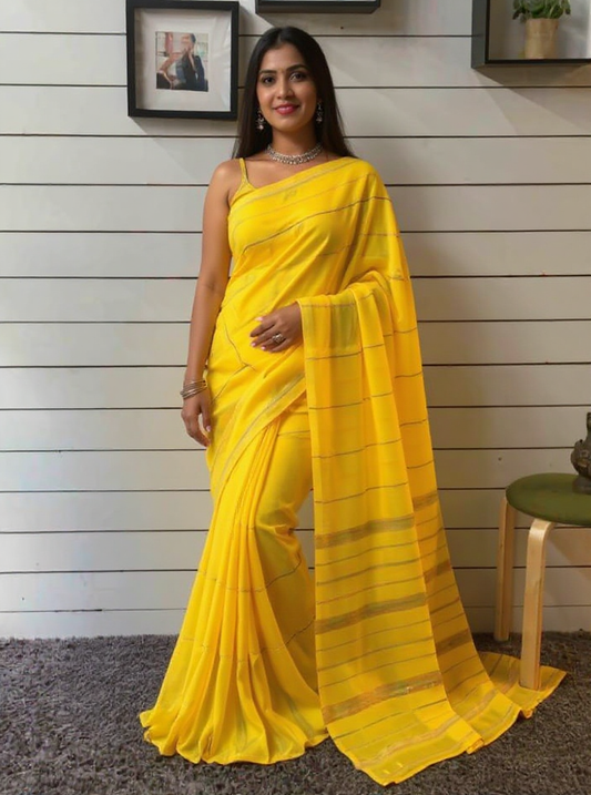 Yellow Handloom Cotton saree